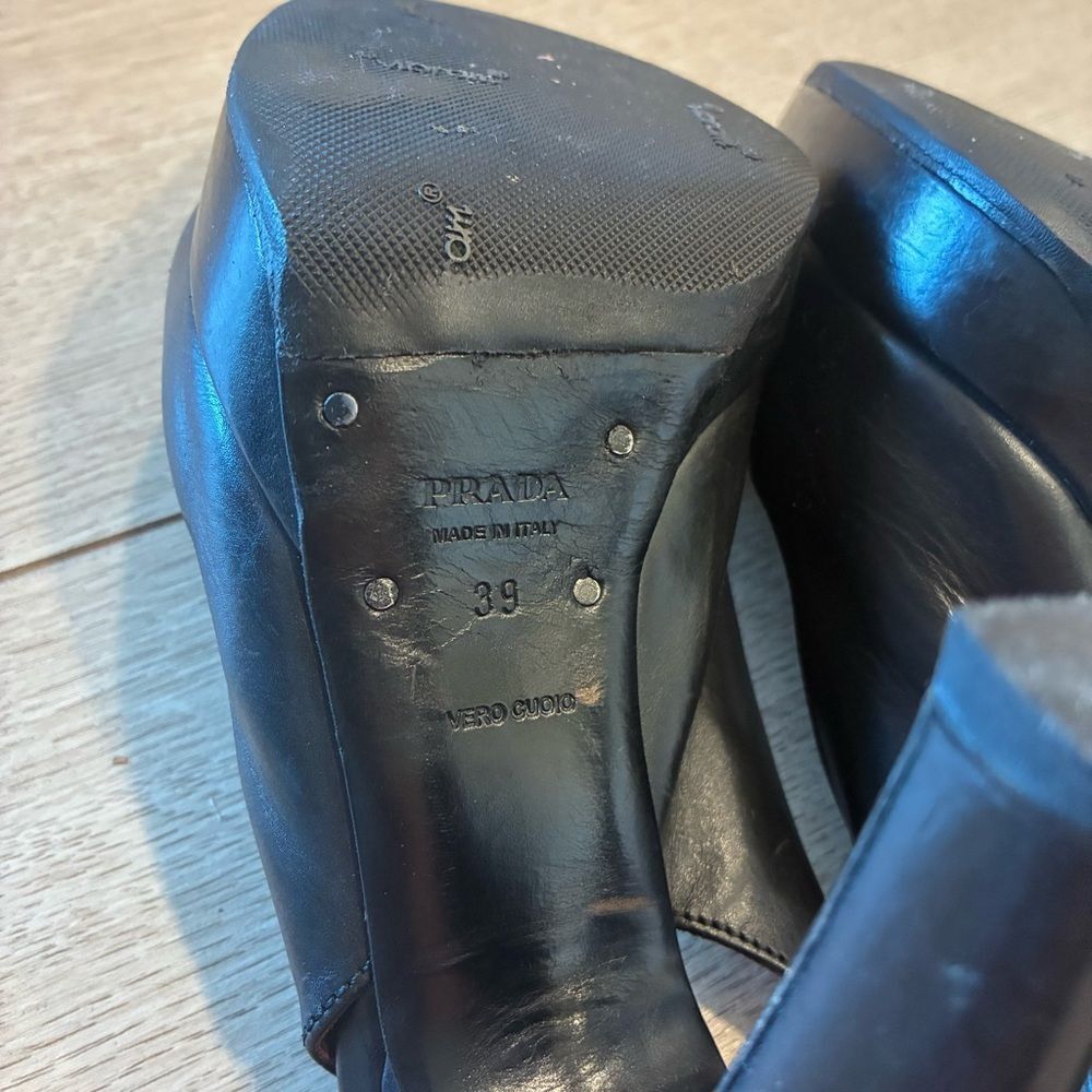 Prada Vintage Leather Women’s Slingback Platform Pumps Heels Black Size 39/9 US - Picture 12 of 12
